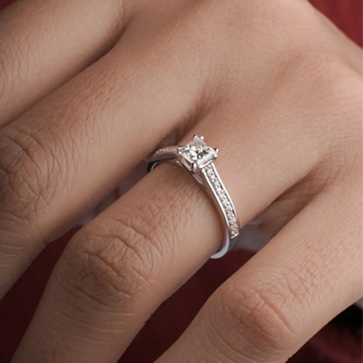 Princess Cut Diamond Pave Set Nayra Engagement Ring