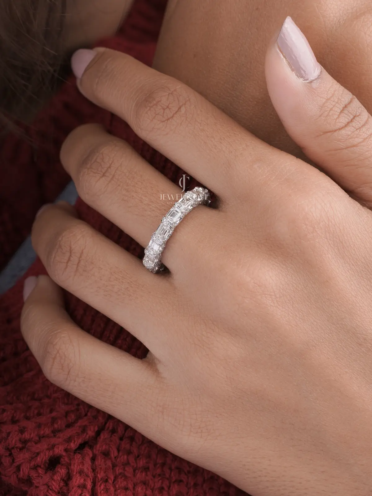 Emerald And Round Diamond Kennedy Full Eternity Band
