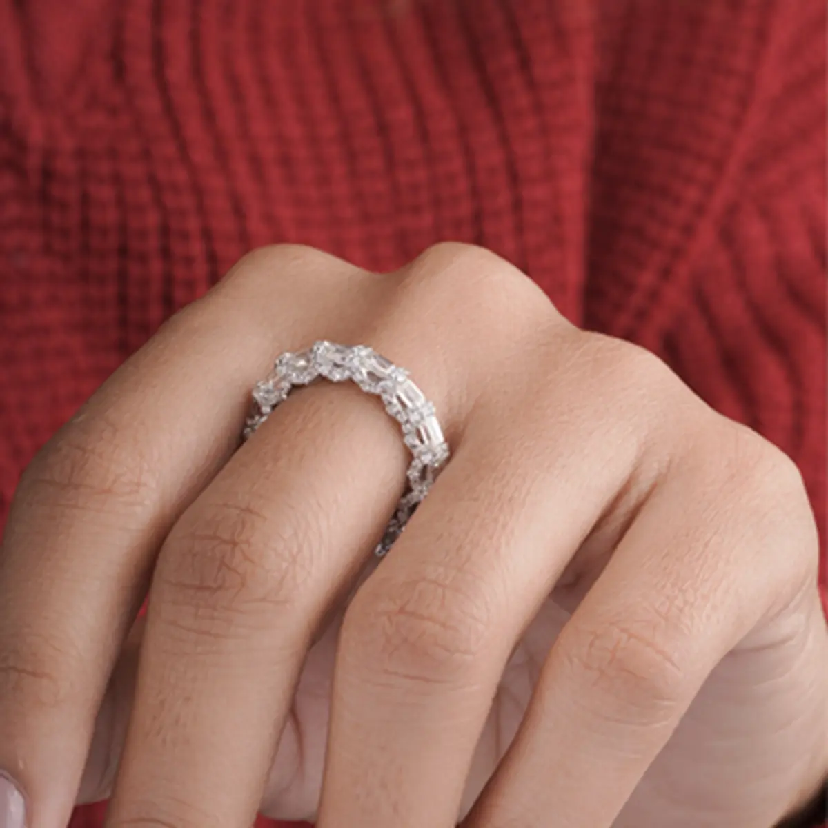 Emerald And Round Diamond Kennedy Full Eternity Band