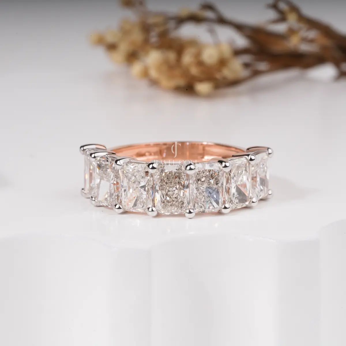 4.50 Carat Emearld Diamond Leslay Eternity Half Band