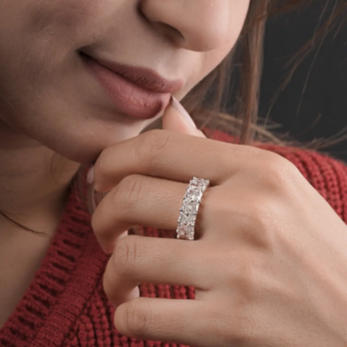 4.50 Carat Emearld Diamond Leslay Eternity Half Band