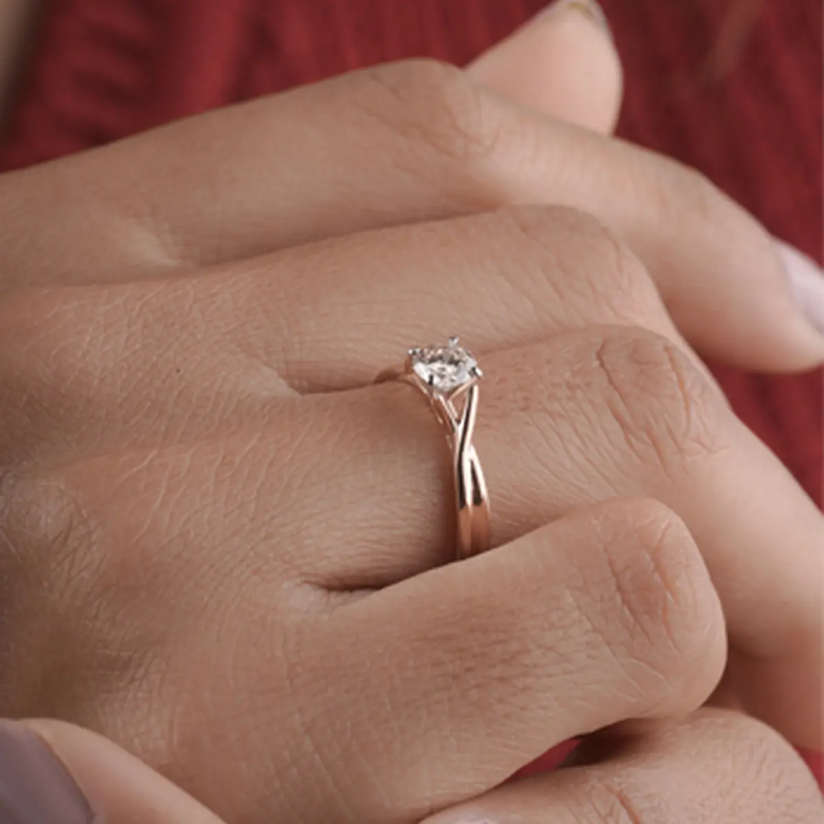 Round Diamond Infinity Twist Engagement Ring