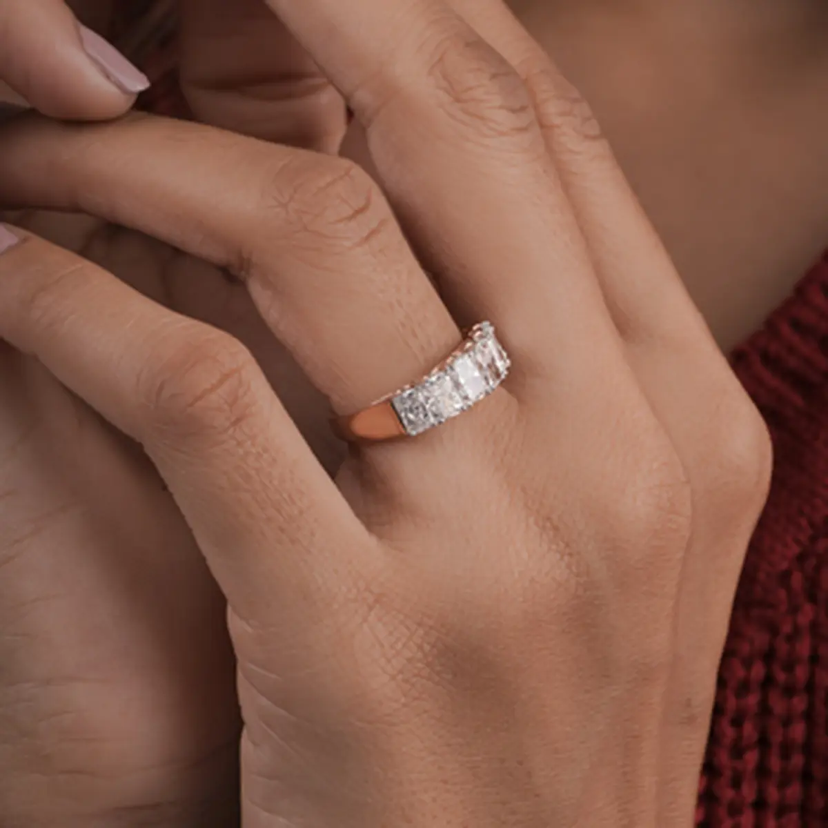 2.30 Carat Radiant Diamond Six Stone Halia Band