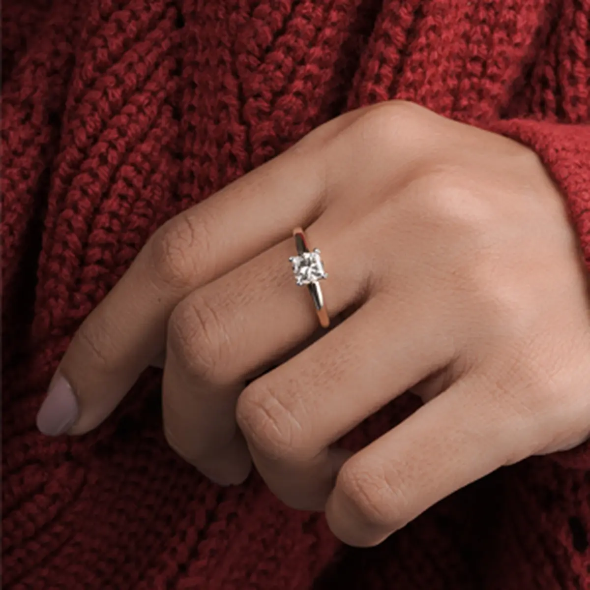 0.90 Carat Princess Diamond Lilac Dreams Solitaire Ring