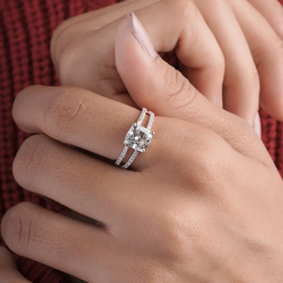 2 Carat Cushion Diamond Crystalline Engagement Ring
