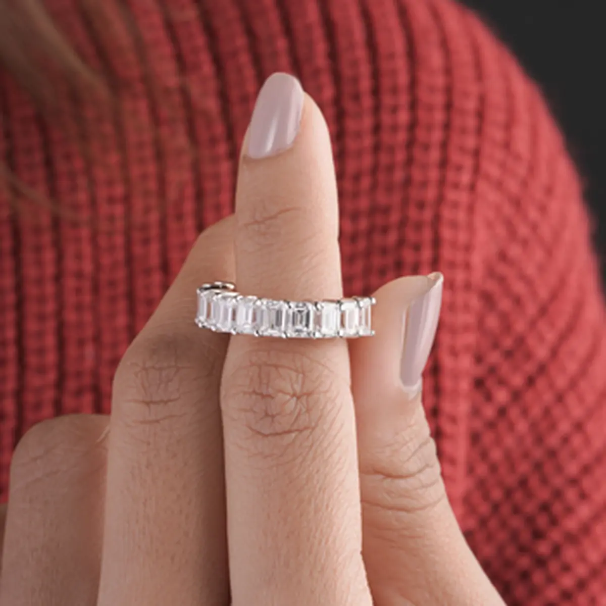 Glistening Beauty Emerald Eternity Half Band