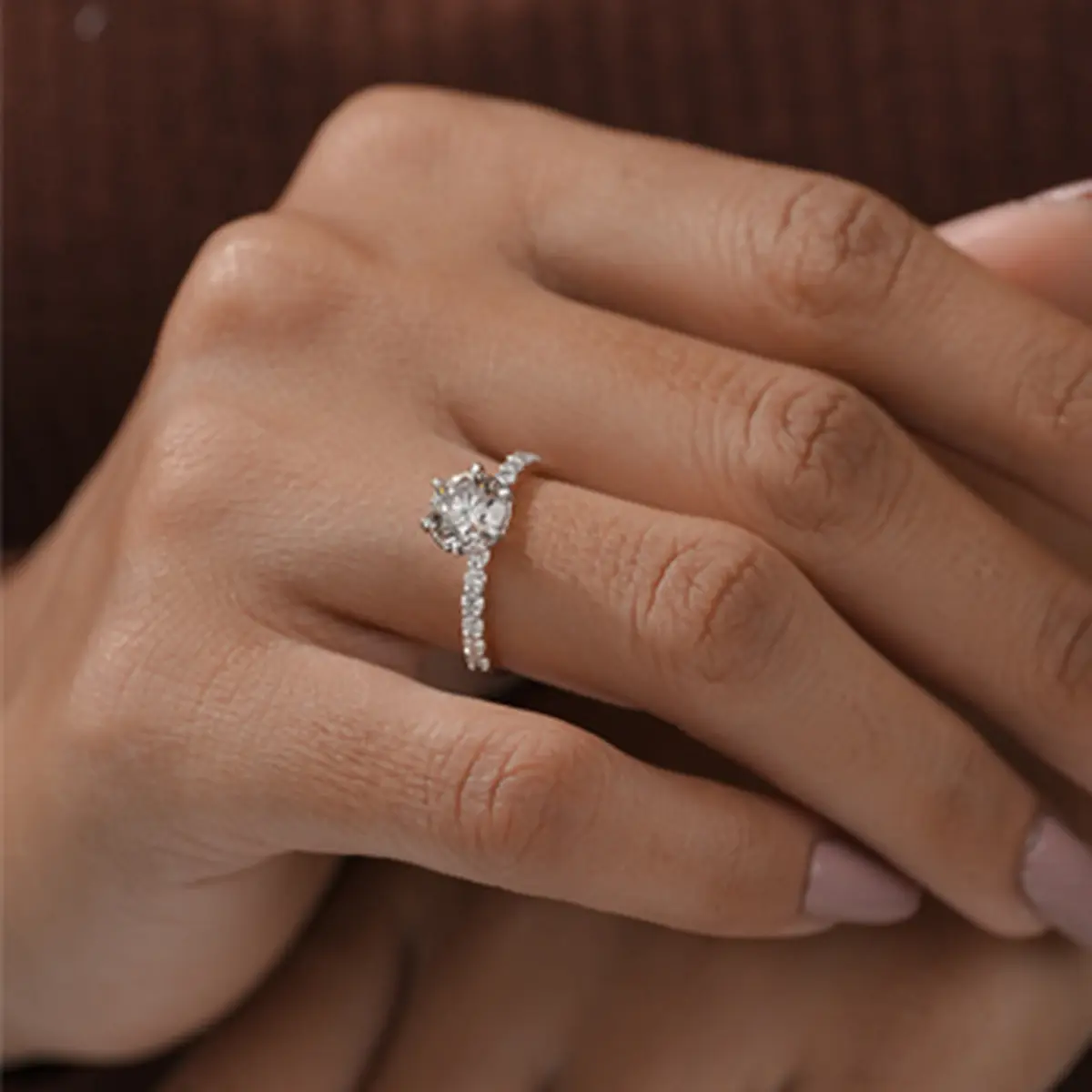 1.50 Carat Round Diamond Six Prong Solitaire With Side Stone Ring
