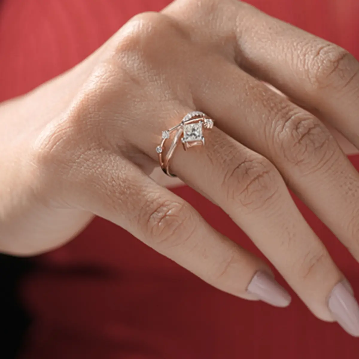 0.80 Carat Princess Cross Round Diamond Brilliance Engagement Ring