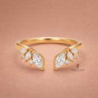 Marquise Diamond Open Cuff Lab Grown Band For Daily Wear