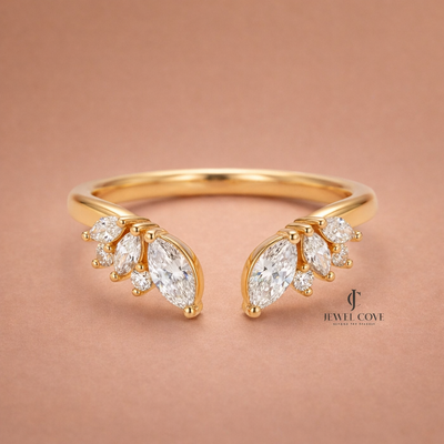 Marquise Diamond Open Cuff Lab Grown Band For Daily Wear