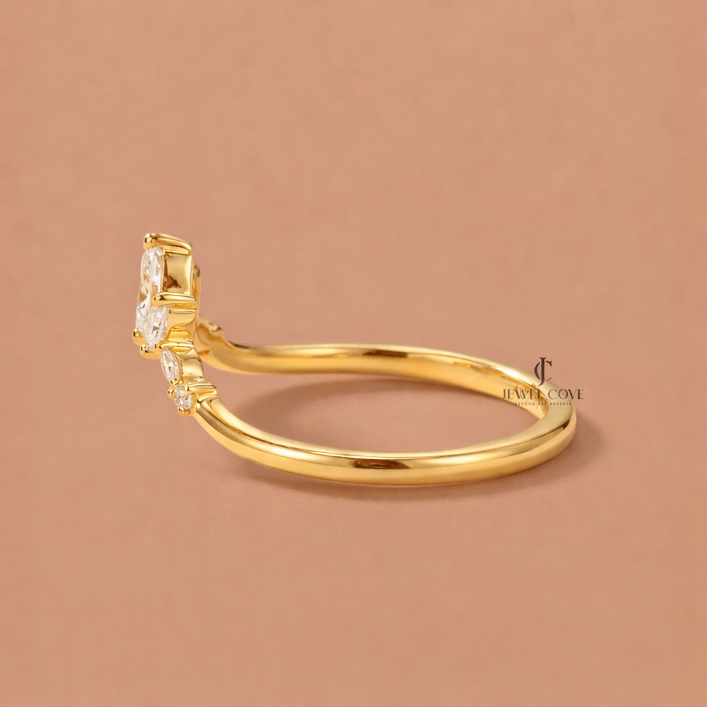 14K Yellow Gold Marquise Lab Grown Band For Daily Wear | IGI Certified