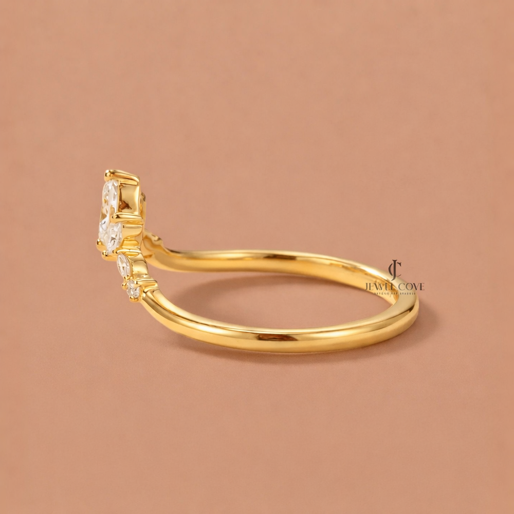 14K Yellow Gold Marquise Lab Grown Band For Daily Wear | IGI Certified
