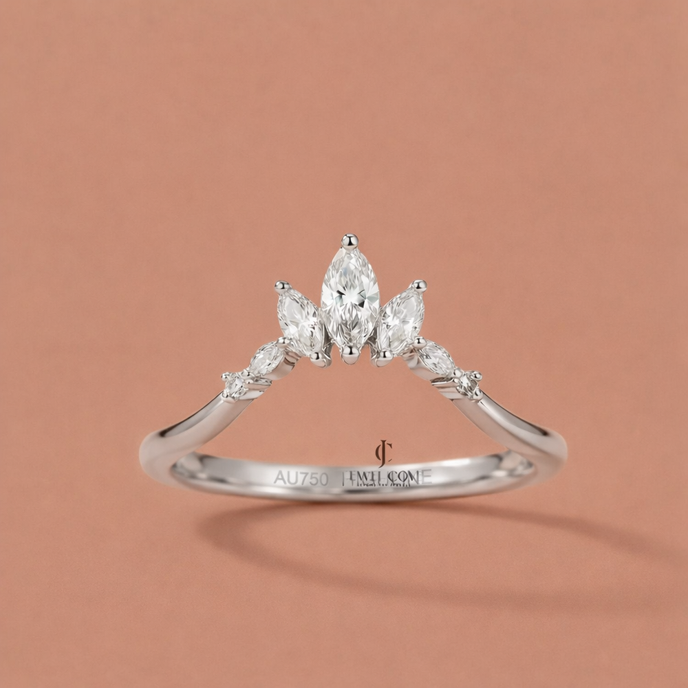 The Diadem Marquise Moissanite Chevron Band For Daily Wear