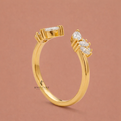 Marquise Diamond Open Cuff Lab Grown Band For Daily Wear