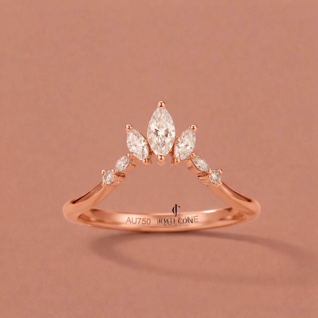 14K Yellow Gold Marquise Moissanite Band For Daily Wear | IGI Certified