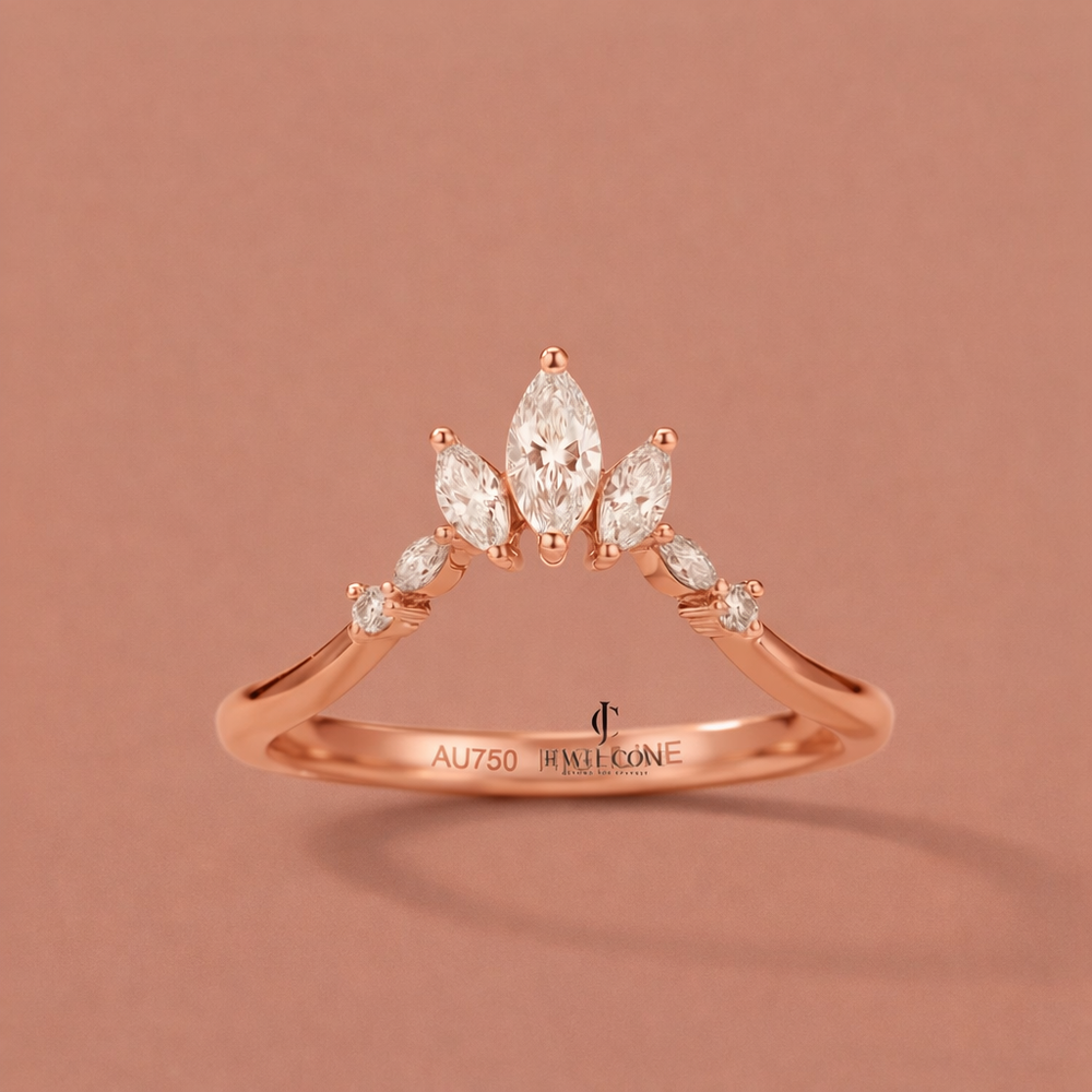 The Diadem Marquise Lab Grown Chevron Band For Daily Wear