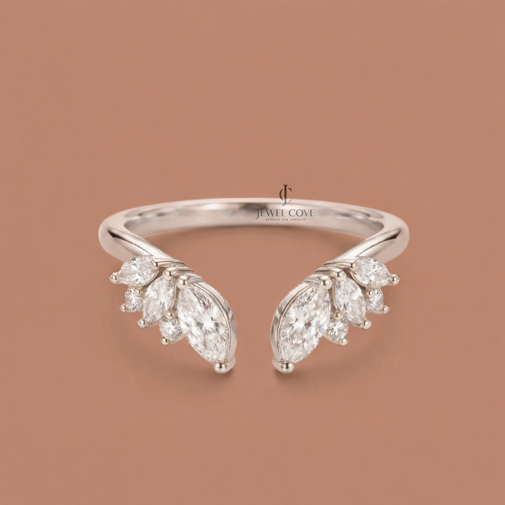 Marquise Diamond Open Cuff Lab Grown Band For Daily Wear