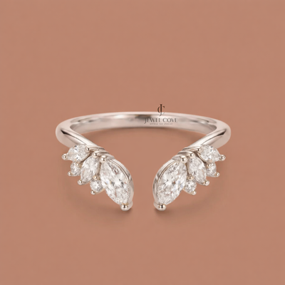 Marquise Diamond Open Cuff Lab Grown Band For Daily Wear