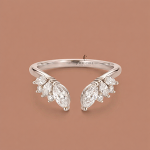 14K Yellow Gold Marquise Open Cuff Moissanite Band For Daily Wear | IGI Certified