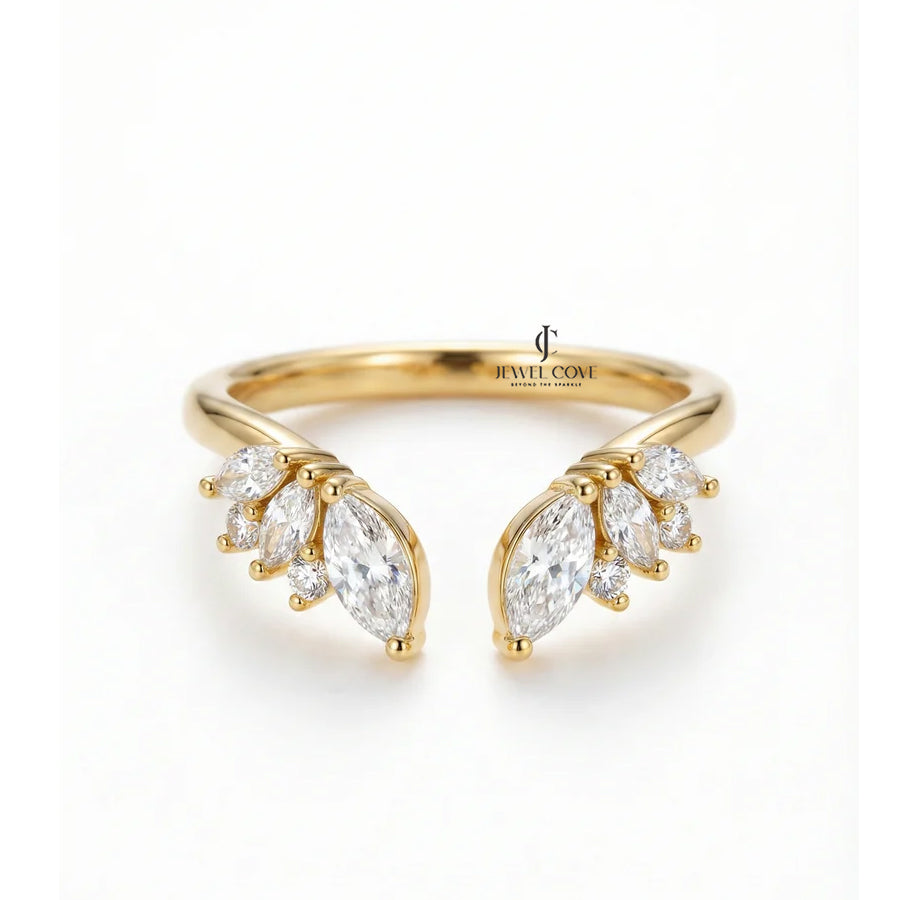 2CT Oval Solitaire Lab Grown Stack Marquise Wing Bridal Ring Set | IGI Certified