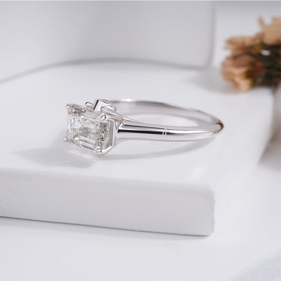 2CT Emerald Lab Grown Hidden Diamond Engagement Ring | IGI Certified
