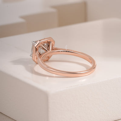 Asscher Cut Lab Grown Diamond Halo Setting, Asscher Shape Bridal Ring