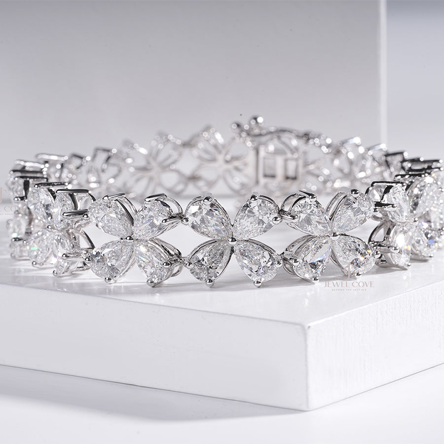 Delicate Pear Moissanite Diamond Bracelet Woman’s Wrist – Minimalist Jewelry Style