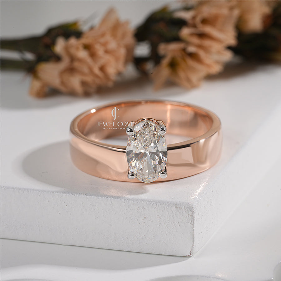 Oval Solitaire Rose Gold Engagement Ring | Lab Grown Diamond | IGI Certified