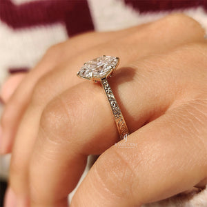 Oval Lab Diamond with Solitaire Hidden Gemstone Ring | IGI Certified