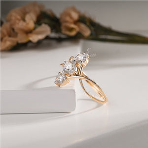 Three Stone 0.70ctw Round Moissanite Diamond Band | IGI Certified | E-F Color | VVS- VS