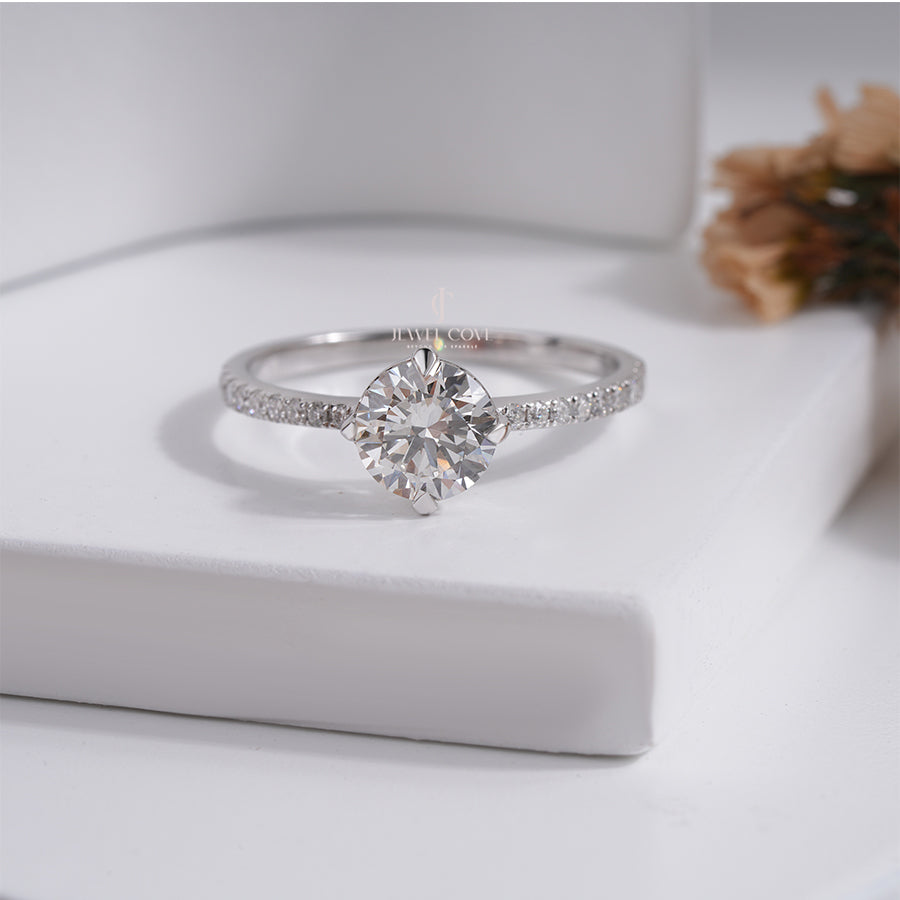 1.16tcw Round Solitaire Lab Grown Wedding Ring | IGI Certified | E-F Color | VVS- VS Clarity