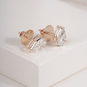 Pear Dainty Solitaire Lab Grown Wedding Studs | IGI Certified | Solitaire Studs