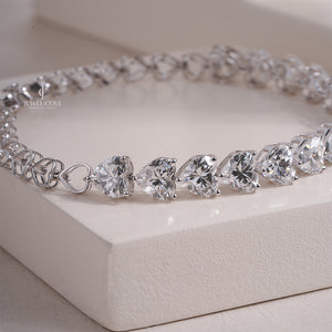 18k Gold Heart Lab Grown Diamond Tennis Bracelet | IGI Certified Bracelet