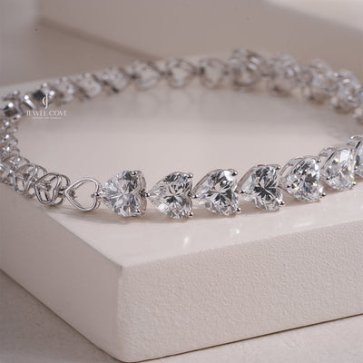 Heart Cut Lab Grown Diamond 18k Gold Bracelet, Precision Cut, Jewellery Gift For Her Anniversary Gift