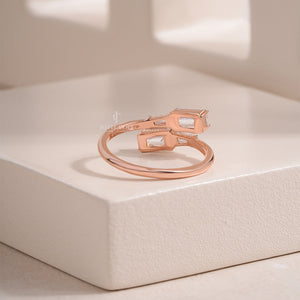 Bypass Lab Grown Emerald Cut and Tapered Baguette Ring | IGI Certified