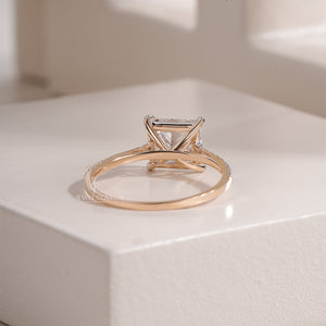 Princess Moissanite Diamond Solitaire Engagement Eternity Ring with Pave Band| IGI Certified