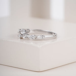 Pear Moissanite Eternity Solid Gold Wedding Band | IGI Certified