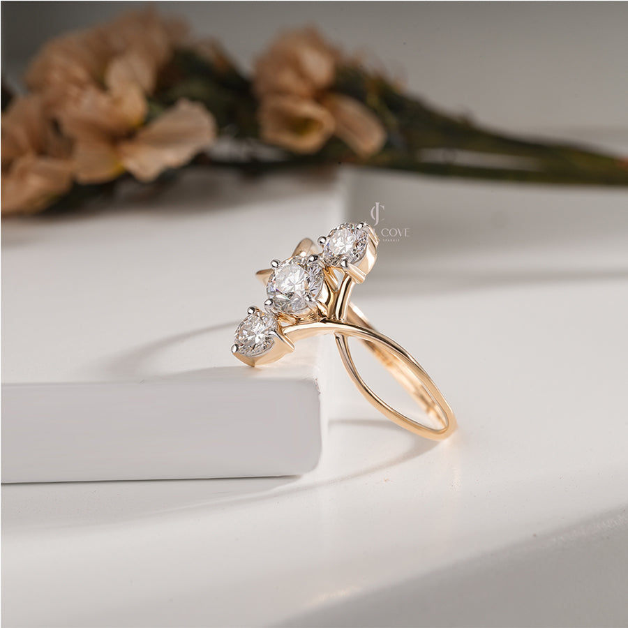 Three Stone 0.70ctw Round Lab Grown Diamond Band | IGI Certified | E-F Color | VVS- VS
