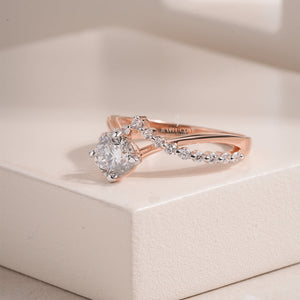 Round Moissanite Twisted Pave Band | 14K White Gold Eternity Ring | IGI Certified