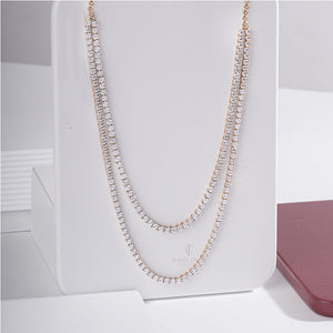 14K White Gold Tennis Double Layer Moissanite Necklace | IGI Certified | E-F Color | VVS- VS Clarity