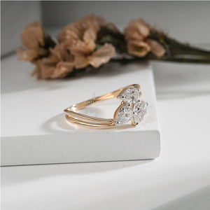 3 Stone Pear Waves Lab Diamond Ring | IGI Certified | E-F Color | VVS- VS Clarity