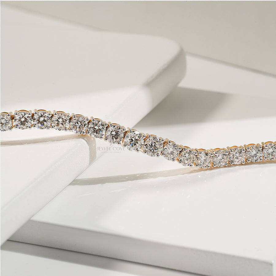 Round Lab Grown Tennis Necklace | IGI Certified | E-F Color | VVS- VS Clarity | White Gold 14K