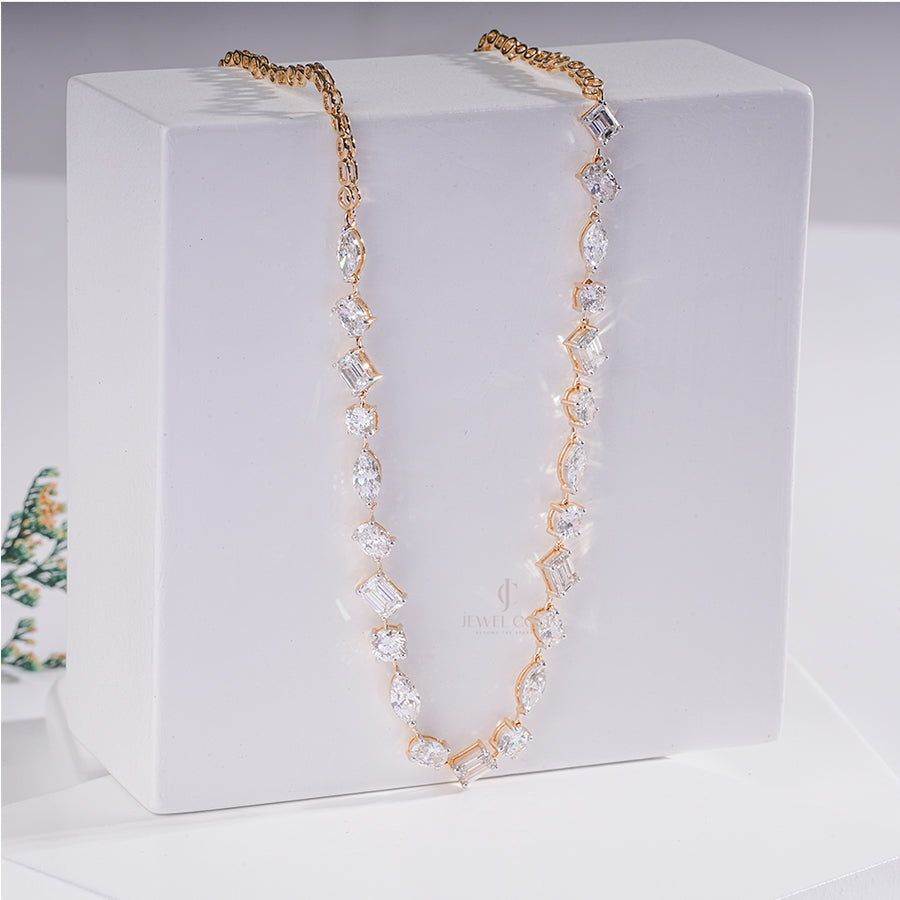 11ctw Multi-Cut Lab Diamond Necklace in 10K | E-F Color | VVS- VS Clarity | Rose Gold 10K | IGI Certified