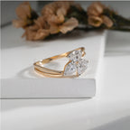 Luxury Triple Diamond Gold Ring – Unique Pear Cut Design
