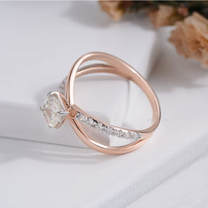 Emerald Square Criss Cross Moissanite Ring | IGI Certified | E-F Color | VVS- VS Clarity