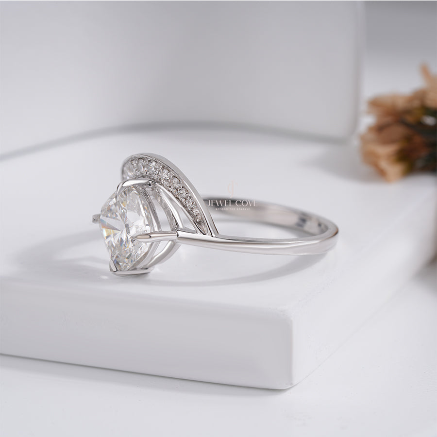 1.6CT Cushion Waves Lab Grown Wedding Ring | IGI Certified | E-F Color | VVS- VS Clarity