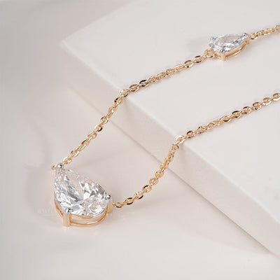 Solitaire Pear Lab Grown Diamond Wedding Pendent for Wedding Gift Attached Chain