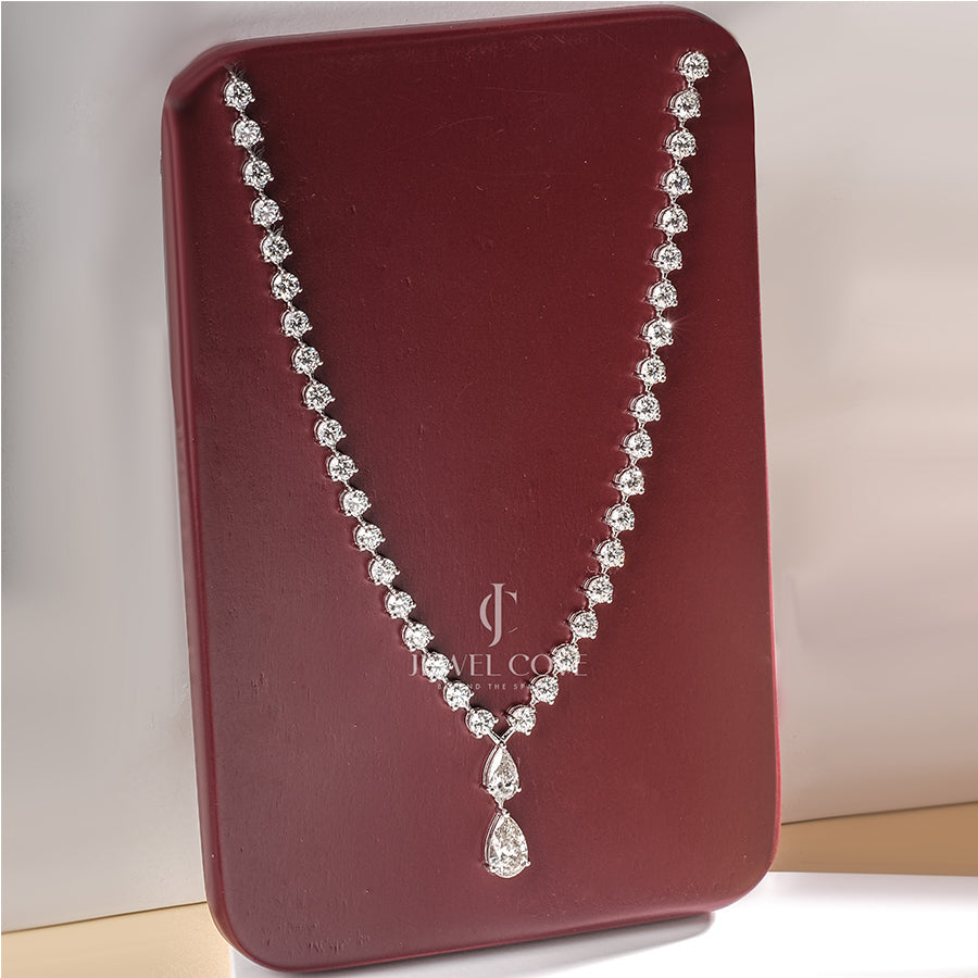 10K White Gold Round Lab Grown Necklace | White Gold 14K | IGI Certified | E-F Color | VVS- VS Clarity