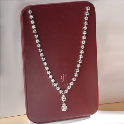 Fancy Lab Grown Diamond Drop Necklace Round And Pear Cut