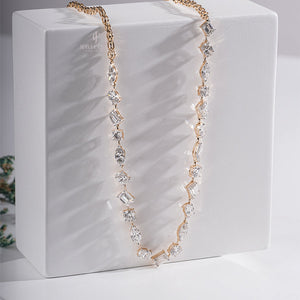 11ctw Multi-Cut Moissanite Diamond Necklace in 10K | E-F Color | VVS- VS Clarity | Rose Gold 10K | IGI Certified
